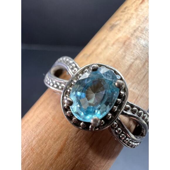 Blue topaz sterling silver ring size 9 - Picture 7 of 16